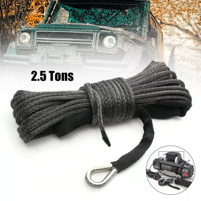 2.5Tons 15M Synthetic Winch Line Cable Rope Emergency For ATV Quad SUV Vehicle