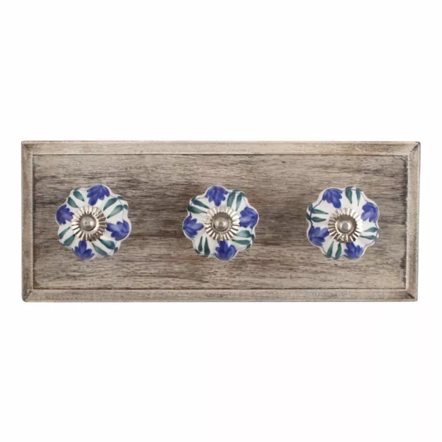 Antique Look Wood Floral Hooks Wall Mount Hangers Coat Hat Clothes Holders