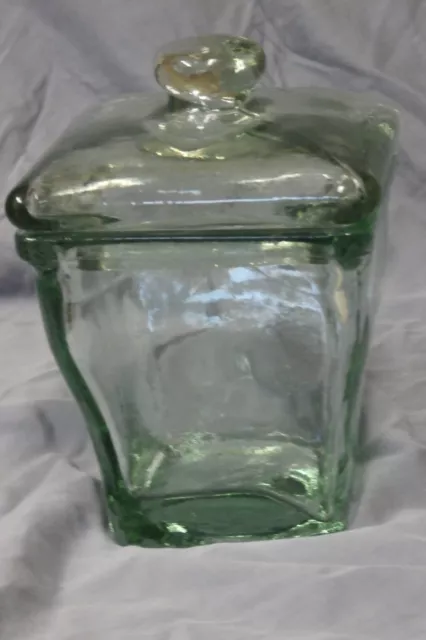 Pottery Barn Green Recycled Glass 7" Apothecary Jar or Candy Jar  with Lid 2