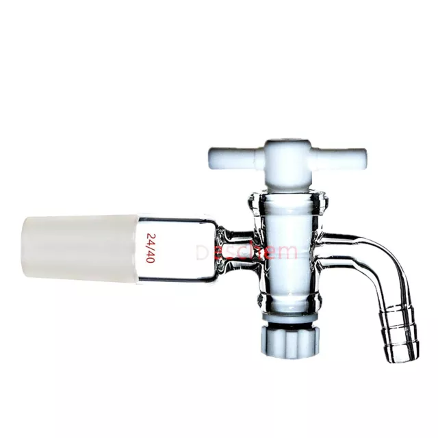 Deschem 24/40,Glass Vacuum Adapter,Bent Hose Connection,Lab PTFE Stopcock Valve