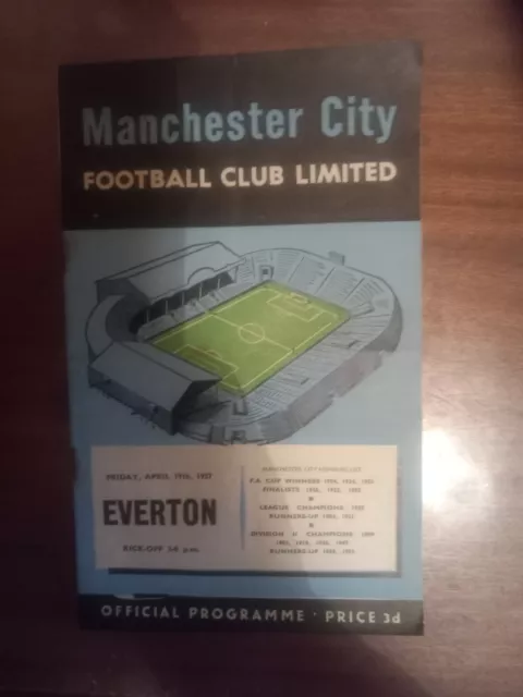 Manchester City vs Everton official programme Friday 19th  April 1957