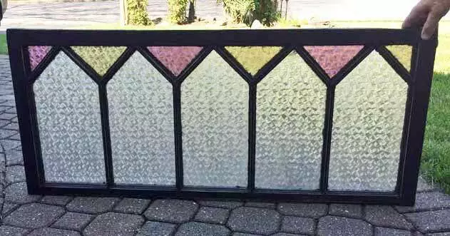 Antique  Window Stained Glass & Textured Glass Transom Privacy