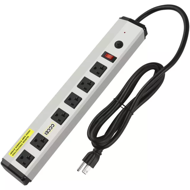 Heavy Duty Power Strip Surge Protector 20 Amp, High Amp Industrial Shop Garag...