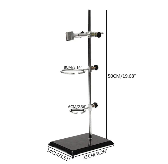 50cm Lab Stand Clamp Flask Alcohol Bottle Fixing Instrument Bracket w/ Base&Ring