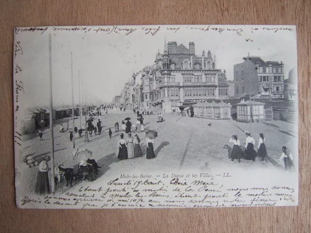 Cpa Malo Les Bains (59 Nord) La Digue Et Les Villas. Animee 1901