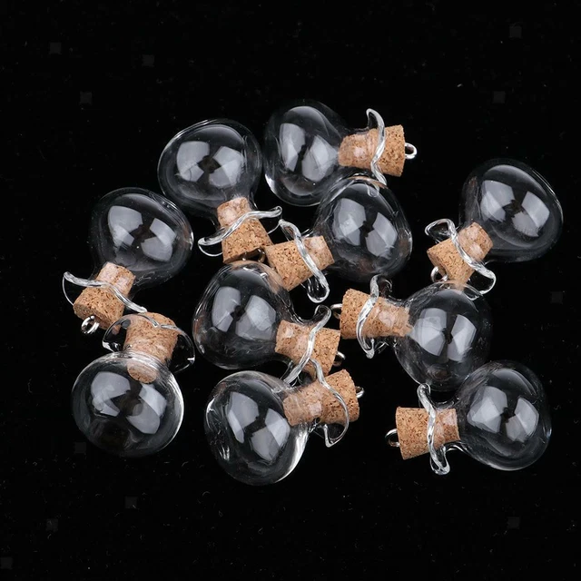 10 Stück Mini Glasflasche Wishing Ball Flaschen DIY Anhänger Charms mit