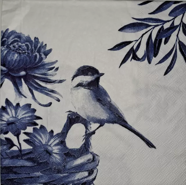 4 x Paper Napkins for Decoupage ,4 servilletas decoradas pájaro azul