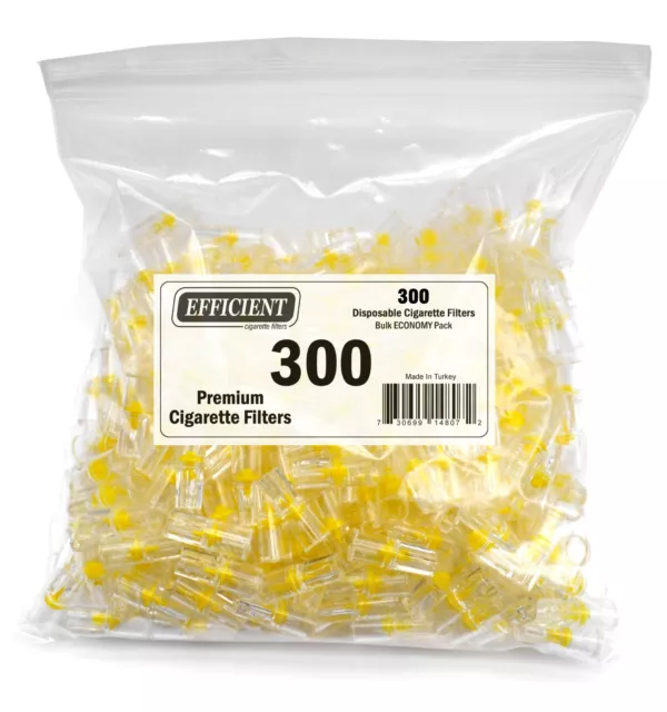 EFFICIENT Bulk Cigarette Filter Tips (300 Filters) Block, Filter Out Tar & Nic