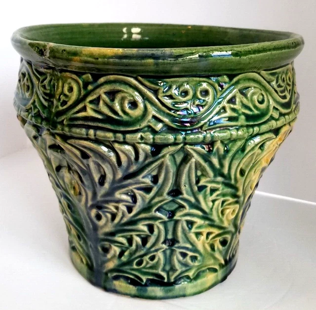 Original Large Majolica  Brush McCoy Art Pottery ACANTHUS LEAF  94 Jardiniere