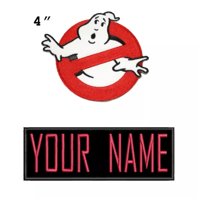 ADULT size Ghostbusters No Ghost 1 & Custom Name Tag Patch Set [iron on style] 2