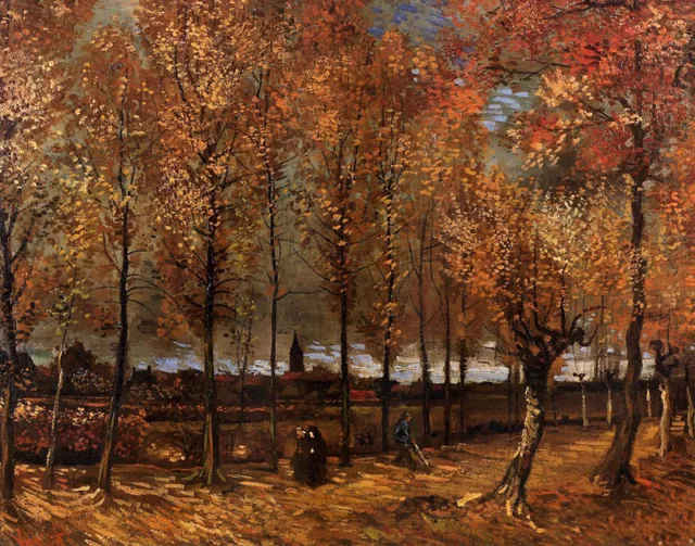 Dream-art Oil painting Vincent Van Gogh Lane with Poplars with forest landscape