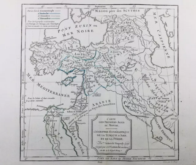 Rare Carte Israël 1795 Palestine Égypte Turquie Liban Syrie Iran Perse Asie