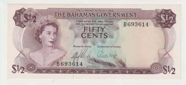 1965 The Bahamas 1/2 Dollar 50 Cents Banknote - P# 17a - UNC - # 31602