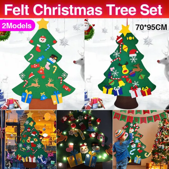 Felt Christmas Tree Set DIY with Removable Ornaments Xmas Hand Craft Decorations