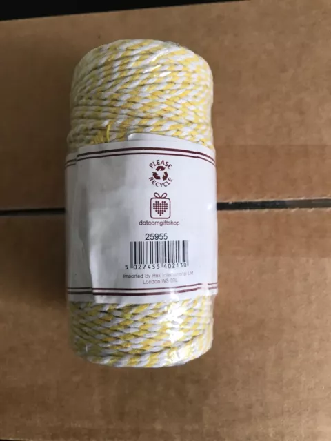 Bakers Twine 75M (approx 246') Yellow and White from dotcomgiftshop 2