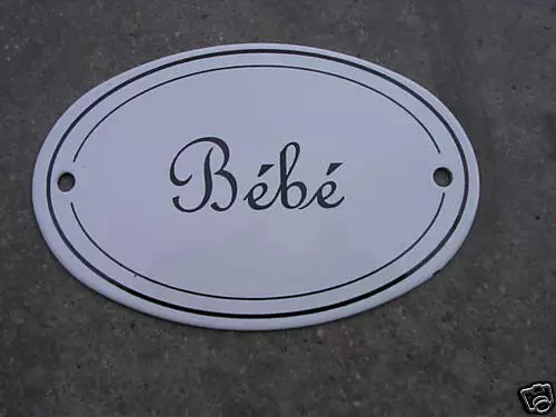 PLAQUE DE PORTE EMAILLEE OVALE BEBE EMAIL VERITABLE NEUVE FAB. EN FRANCE Bébé