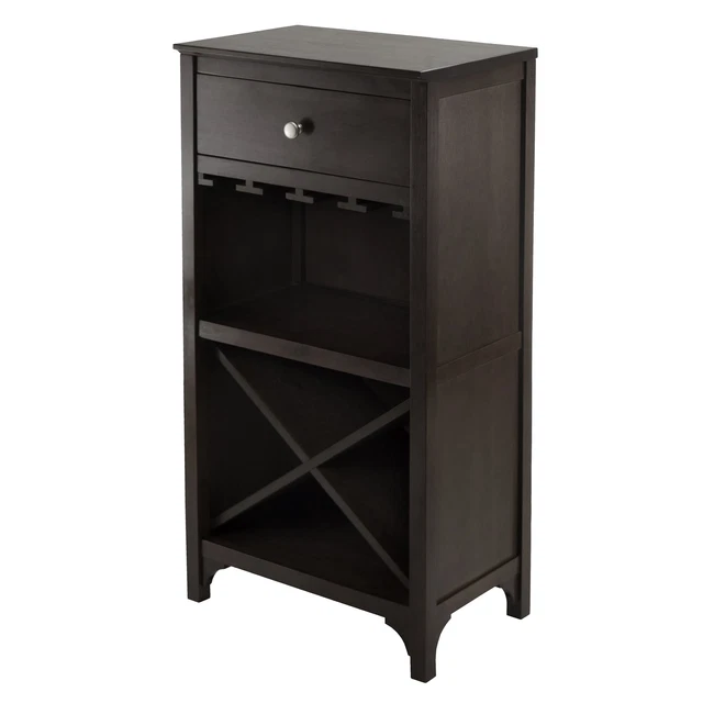 Modular Wine Cabinet X-Shelf Glass Hangers Assembly Required Espresso Finish