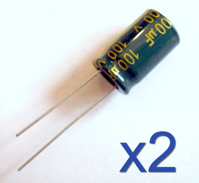 2x Condensateur 100V 100uF électrolytique Aluminium Radial capacitor 10x16mm