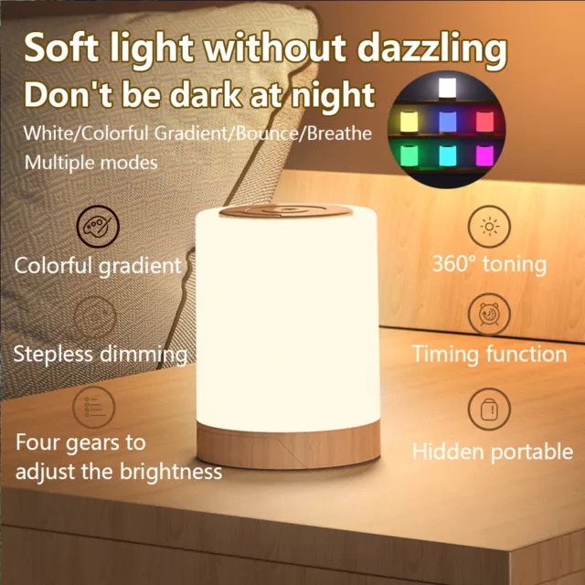 LED Touch Nachttischlampe Dimmbar USB Aufladbar Camping Tischlampe Farbwechse