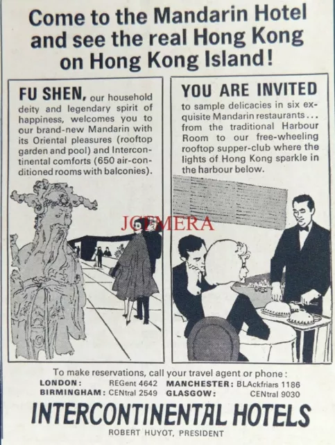 INTERCONTINENTAL HOTELS 'Mandarin, Hong Kong' ADVERT : Small 1964 Print 670/106