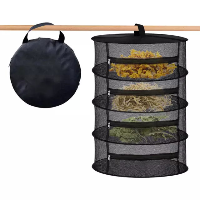 4 Layers Drying Net Herbs Fish Hanging Basket Folding Dry Rack Plants Organizer