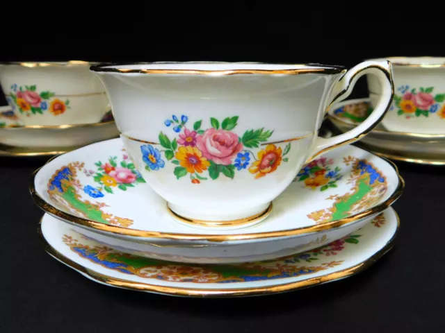 Vintage Hammersley English Bone China Floral Sprays Trio Cup Saucer Plate 1658