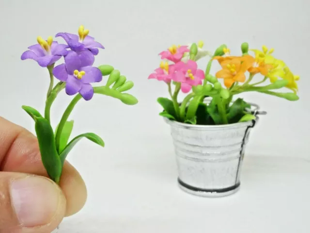 1 pc Miniature Freesia orchid Flower Clay Dollhouse Handmade Decor 1:12 Scale
