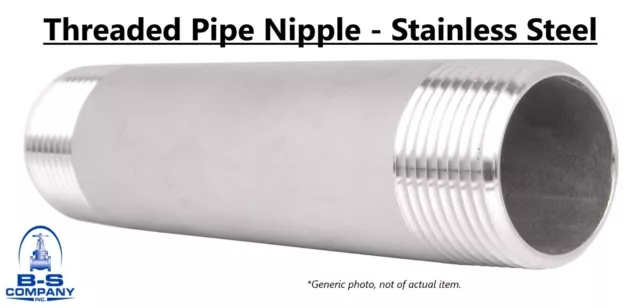 Pipe Nipple Threaded 316 Stainless Steel 1" x 12" Long Schedule 40 (Lot of 2)