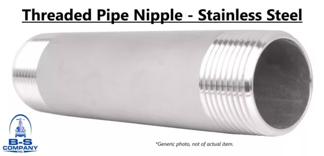 Pipe Nipple Threaded Stainless Steel 1-1/4" IPS x 2" Long S/40 STD (Lot of 5)