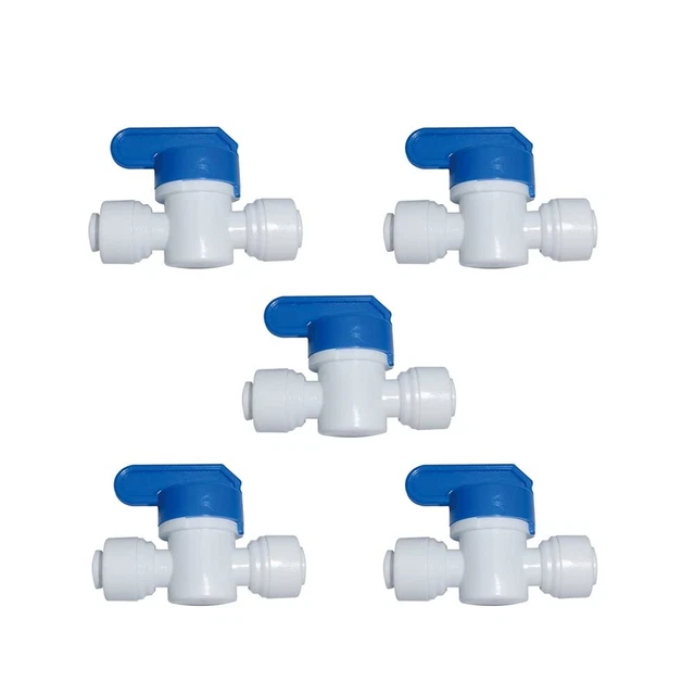5PK 1/4 inch O.D. Tube Water line Quick Connector ball valve, Water Tube Fitting