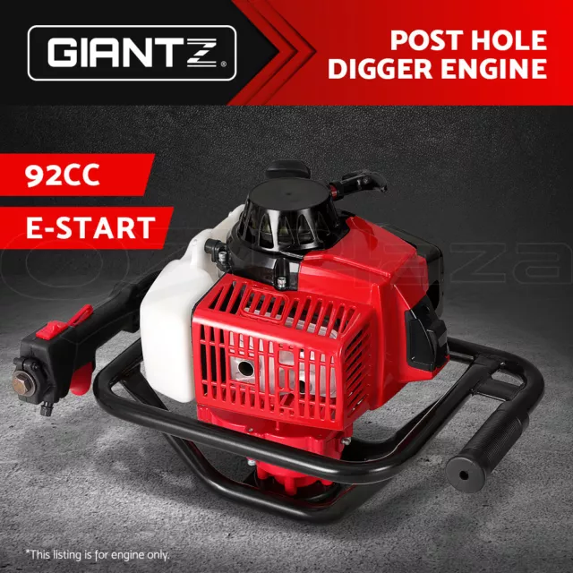 Giantz 92CC Post Hole Digger Only Motor Petrol Diggers Earth