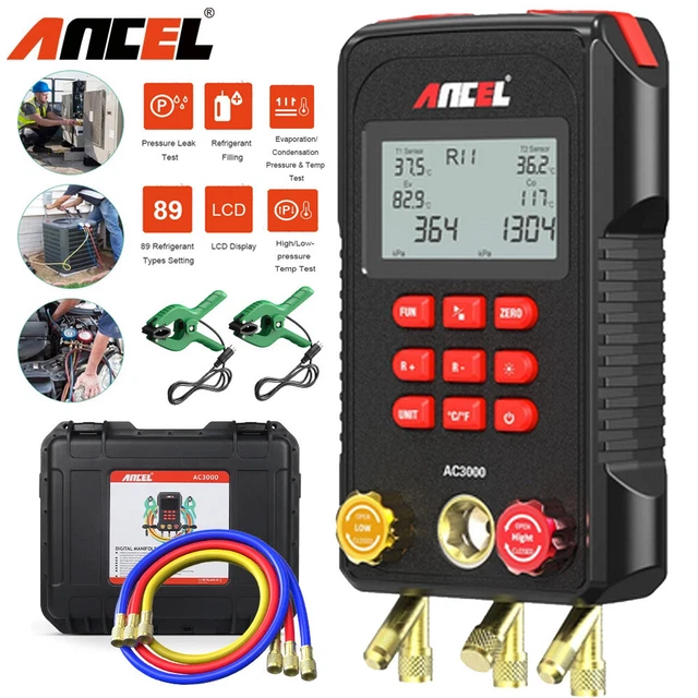 ANCEL Digital Refrigeration Manifold Gauge HVAC Pressure Vacuum Temperature Mete