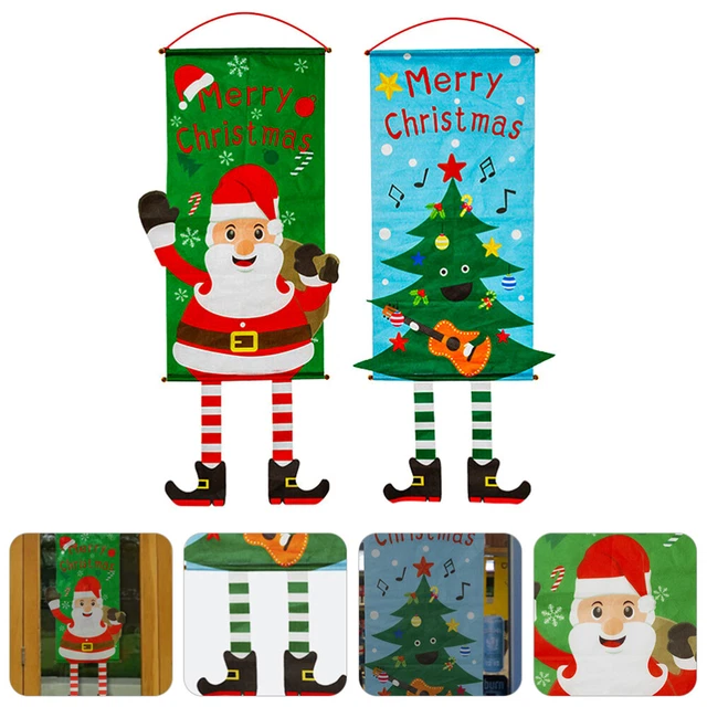 Banderas de Navidad percha para decorar Papá Noel decoración tela