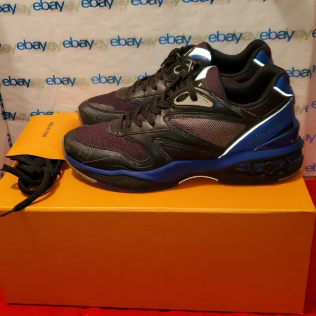 LOUIS VUITTON FD0210 LV Trail Line Suede Sneakers Shoes 6 Purple
