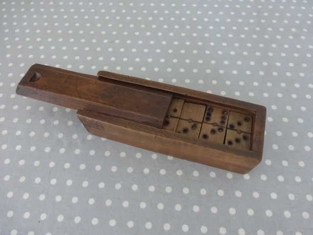 boite ANCIEN JEU de DOMINO 1920 bois exotique plaqué