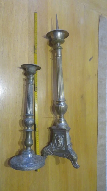 Paire De Bougeoirs Anciens En Laiton - Style Classique Pour Déco Maison