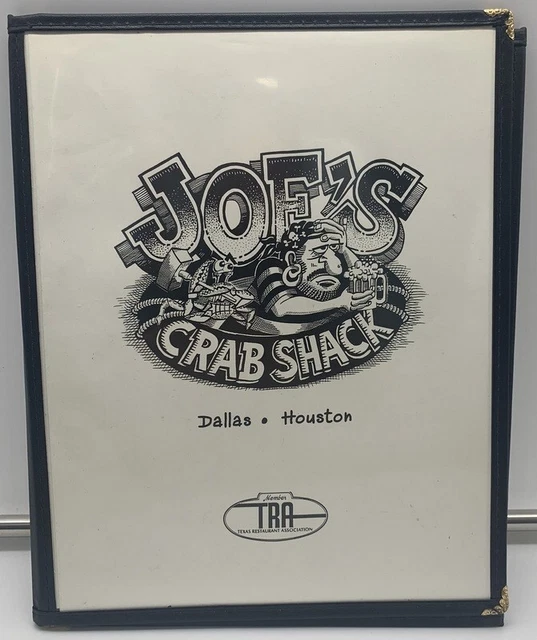 VINTAGE RESTAURANT MENU Joe's Crab Shack Seafood Dallas Houston Texas
