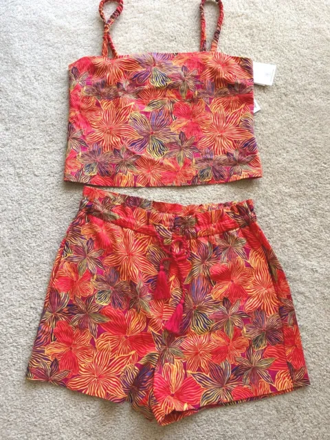 NWT NEW House of Harlow 1960 2 two piece set shorts top M MEDIUM linen blend