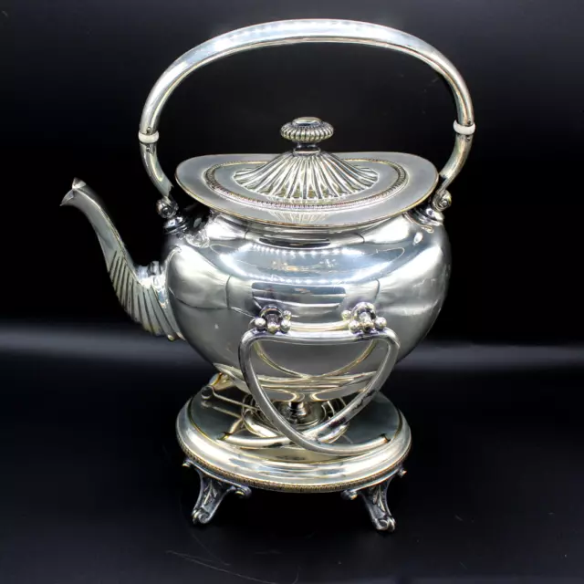 Antique Vintage 1887 Gorham Silver Soldered Tea Kettle Teapot & Warming Stand