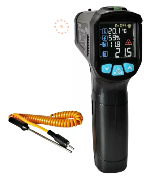 Infrarot Thermometer Pyrometer IR 12:1 Zusatzfühler Kontaktmessung +800°C KIT02