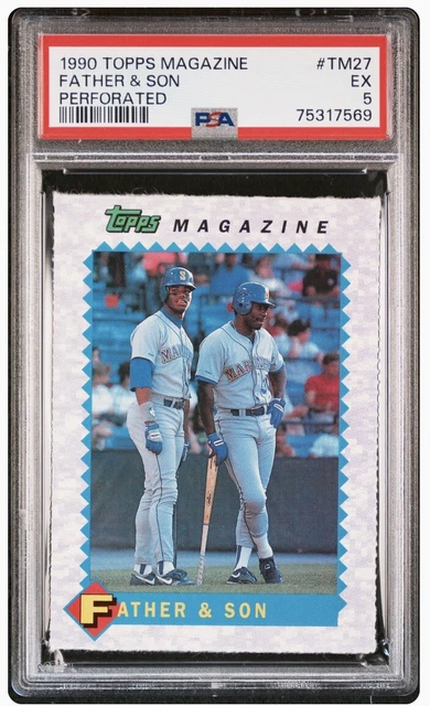 1990 Topps Magazine Perforated #TM27 KEN GRIFFEY JR SR Father and Son PSA 5!