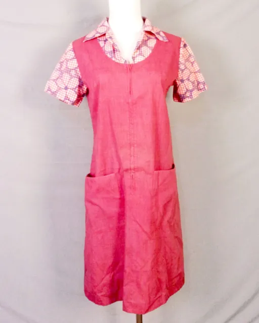 vintage 60s Montgomery Ward Zip Front Day Dress Shift A-Line Diner Flo sz 10