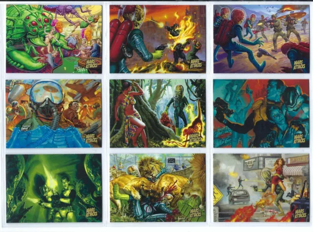Mars Attacks Invasion Gold Foil Stamped Parallel Card Lot Of 9 Cards Topps 2012