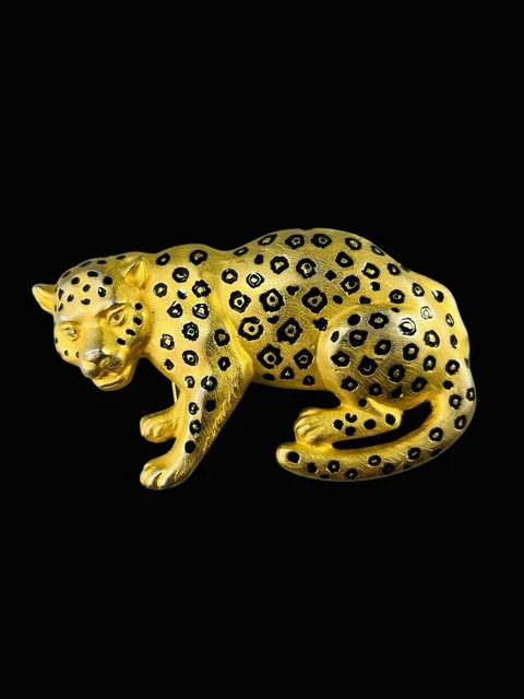 Vintage Doreen Ryan DR©94 Gold Tone Leopard Panther Buckle Slide Rhinestone Eyes Doreen Ryan Buckles - Etsy main image 4