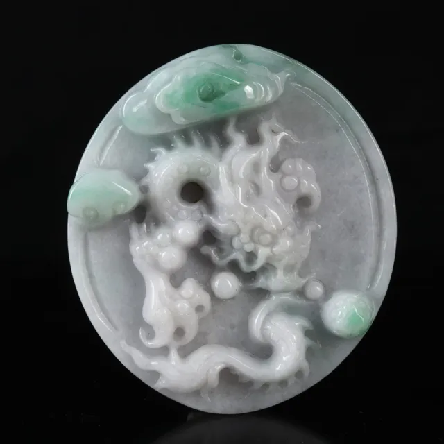 Chinese Exquisite Handmade Dragon carving Jadeite jade pendant