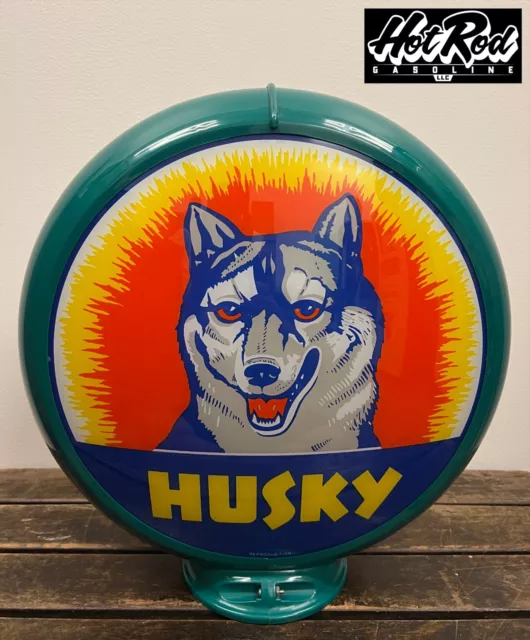 HUSKY GASOLINE Reproduction 13.5" Gas Pump Globe - (Green Body)