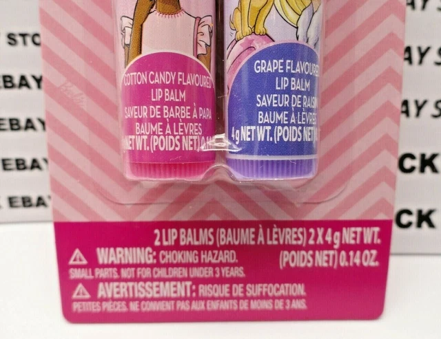 Barbie Cotton Candy & Grape Flavored Lip Balm Tubes, 0.14 Oz. Each Tube, New 2