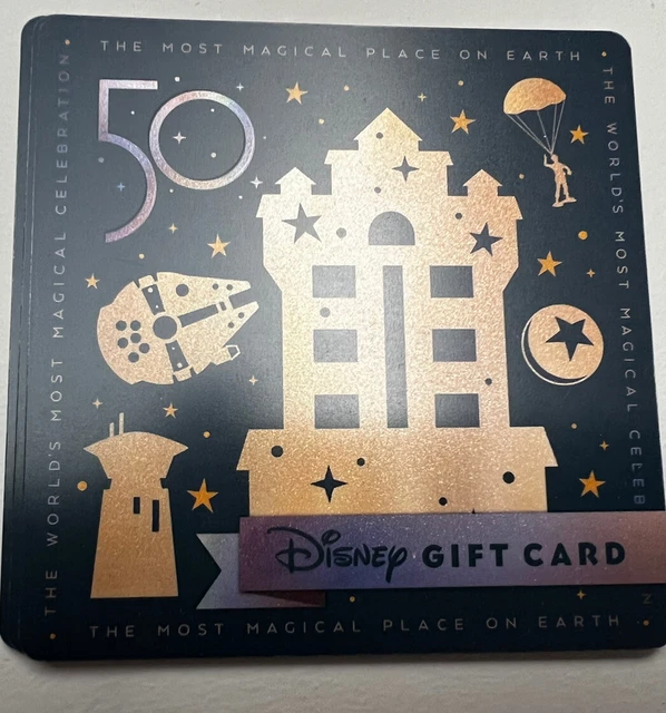 WALT DISNEY WORLD 50th ANNIVERSARY CELEBRATION 4 PARK GIFT CARD ZERO BALANCE #2