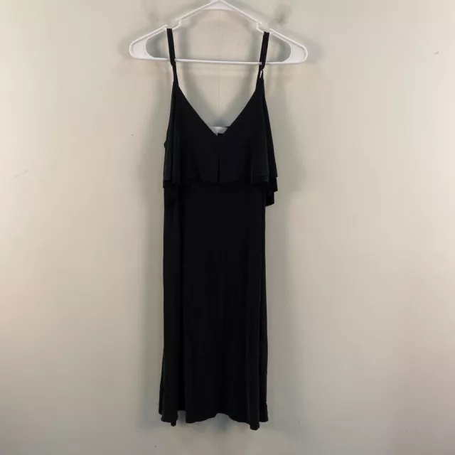 Eri + Ali Womens Small Dress Tank Sleeveless Black Stretch Knit Pullover 9784