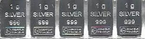 Lingots Argent 999/1000 ESG 5 x 1 gramme